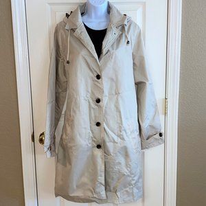 Great Lightweight Rain Coat Mid Length + Hood EUC